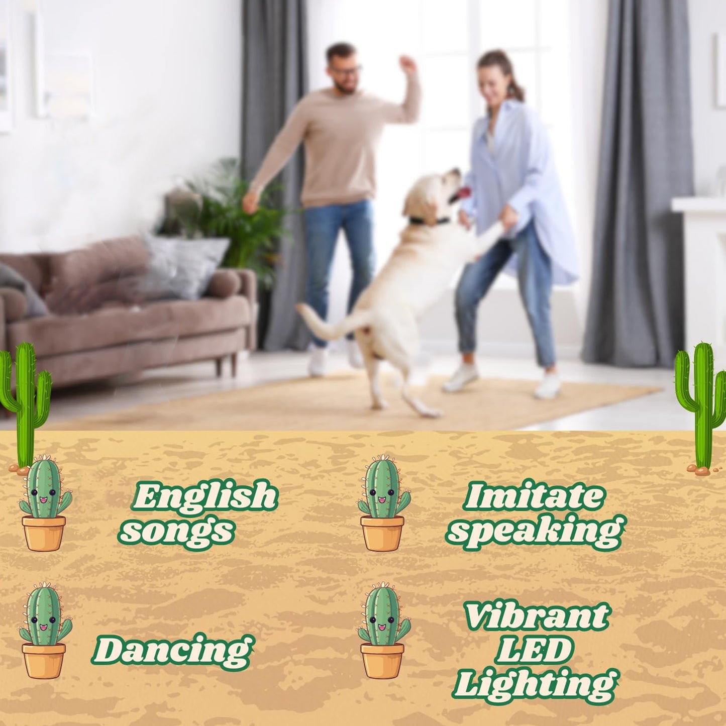 Dancing Talking Cactus Toy for Babies & Toddlers - 120 English Songs, Singing Mimicking Recording Repeating, Educational Sensory Music Toy | Kids Birthday/Children’s Day Gift for Boys & Girls
