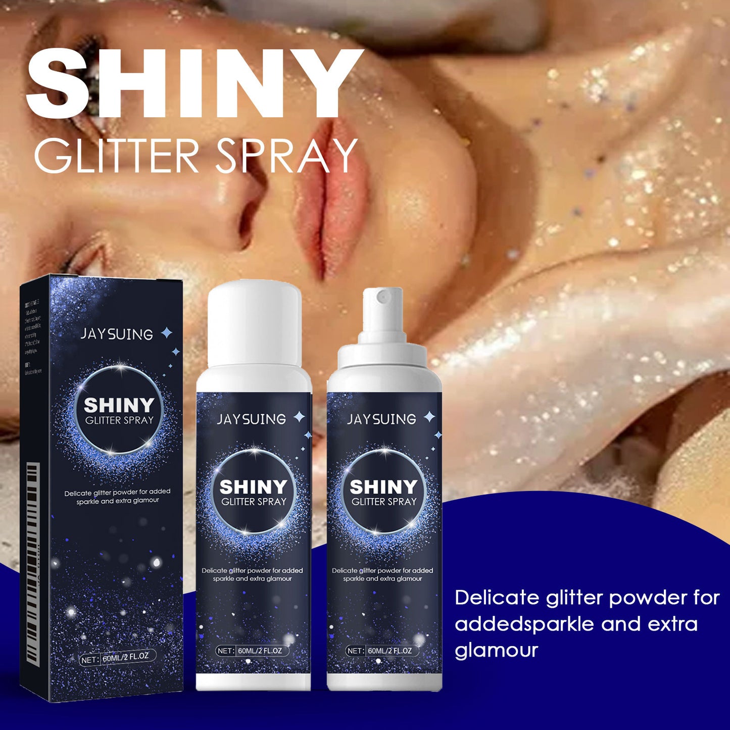 Shimmer Body & Hair Spray - Metallic Glitter Powder for Halloween, Parties, Club Wear - Highlighter for Clavicle, Outfits, Quick-Dry 2pcs